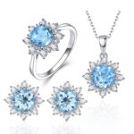 3 PCS/Set Conjunto de joyas de piedras preciosas con forma de nieve para mujer, 7