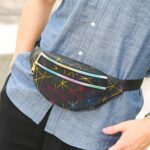 Bolso de hombro único de la riñonera de las mujeres de los bolsos de la cintura del cuero de la PU del modelo del laser, Double Zipper Rhombus (Black )