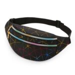 Bolso de hombro único de la riñonera de las mujeres de los bolsos de la cintura del cuero de la PU del modelo del laser, Double Zipper Rhombus (Black ) - Imagen 2