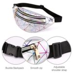 Bolso de hombro único de la riñonera de las mujeres de los bolsos de la cintura del cuero de la PU del modelo del laser, Double Zipper Rhombus (Sliver) - Imagen 4