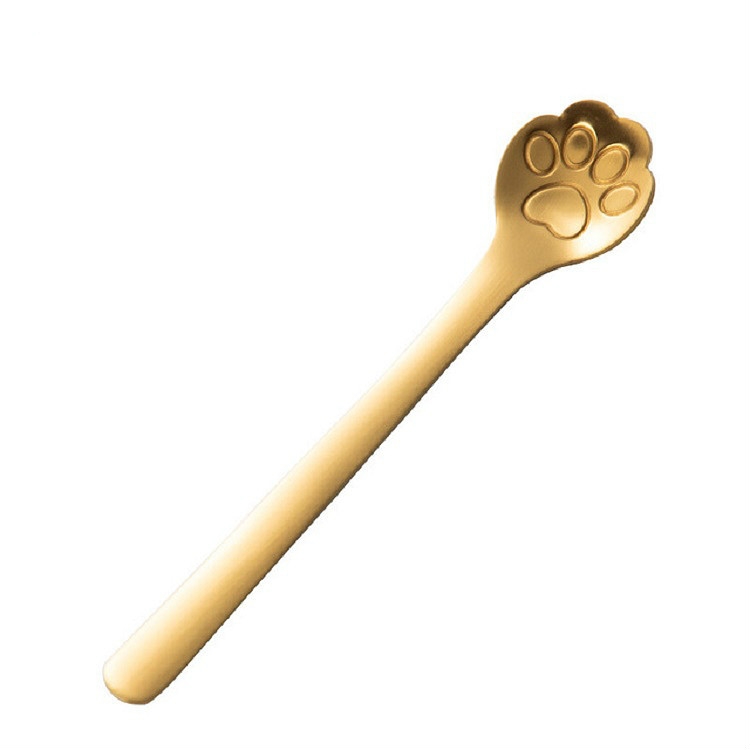 TBD0202704703.jpg Cuchara de café con garra de gato creativa de acero inoxidable, cuchara para pastel y postre, Cat Claw Spoon Gold - Imagen 1