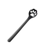 Cuchara de café con garra de gato creativa de acero inoxidable, cuchara para pastel y postre, Hollow Cat Claw Spoon Black
