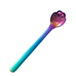 Cuchara de café con garra de gato creativa de acero inoxidable, cuchara para pastel y postre, Cat Claw Spoon Colorful