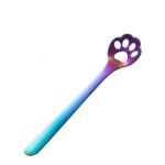 Cuchara de café con garra de gato creativa de acero inoxidable, cuchara para pastel y postre, Hollow Cat Claw Spoon Colorful