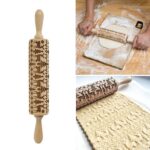 Rodillo con grabado navideño para hornear galletas, Fondant, masa para pasteles, rodillo grabado, 2 uds.