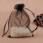 100 PCS Bolsas de regalo Joyería Bolsa de organza Bolsas dibujables para fiesta de cumpleaños de boda, 9X12cm