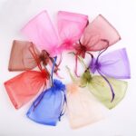 100 PCS Bolsas de regalo Joyería Bolsa de organza Bolsas dibujables para fiesta de cumpleaños de boda, 9X12cm - Imagen 5