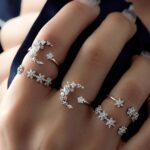 5 PCS / Set Vintage Women Star Moon Juego de anillos ajustables