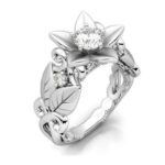 Anillo de bodas para mujer con rosa de moda y diamantes, 7