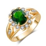 Anillo De Diamantes Con Gema Verde Ovalada Vintage De Moda, 7, 8, 9, 10