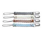 3 PCS Wave Leather Baby Short Chupete Clip Cadena Metal Chupete Soporte para pezones Cierres - Imagen 3