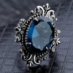 Anillo de topacio azul marino en forma de huevo de ganso vintage de plata 925, 9 - Imagen 3