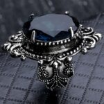 Anillo de topacio azul marino en forma de huevo de ganso vintage de plata 925, 9 - Imagen 5