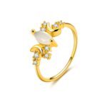 Anillo de ópalo blanco Anillos de compromiso con cristales para mujer, 5