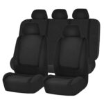Funda Universal para asiento de coche, fundas de tela de poliéster para asiento de automóvil, Protector de asiento de vehículo, accesorios interiores, 9pcs Set Black
