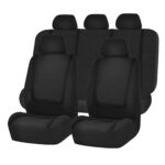 Funda Universal para asiento de coche, fundas de tela de poliéster para asiento de automóvil, Protector de asiento de vehículo, accesorios interiores, 9pcs Set Black - Imagen 2