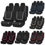 Funda Universal para asiento de coche, fundas de tela de poliéster para asiento de automóvil, Protector de asiento de vehículo, accesorios interiores, 9pcs Set Black - Imagen 3