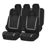 Funda Universal para asiento de coche, fundas de tela de poliéster para asiento de automóvil, Protector de asiento de vehículo, accesorios interiores, 9pcs Set Black - Imagen 5
