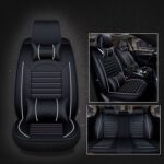 Funda universal para asiento de coche de cuero PU, Black White Deluxe