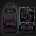 Funda universal para asiento de coche de cuero PU, Black Red Deluxe