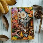 01663 Cuaderno de bocetos de búho tallado en cuero hecho a mano, grueso, Vintage, bonito cuaderno - Imagen 3