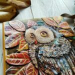 01663 Cuaderno de bocetos de búho tallado en cuero hecho a mano, grueso, Vintage, bonito cuaderno - Imagen 5