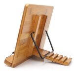 Soporte para sujetalibros de tableta de madera, libros de cocina, libros de texto, documentos, soporte de libro de descanso de lectura plegable de bambú, Light Board Medium - Imagen 5