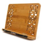 Soporte para sujetalibros de tableta de madera, libros de cocina, libros de texto, documentos, soporte de libro de descanso de lectura plegable de bambú, Hollow Medium