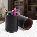 Organizador de suministros de escritorio con portalápices de cuero sintético - Imagen 3