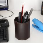 Organizador de suministros de escritorio con portalápices de cuero sintético - Imagen 5