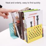 Organizador de escritorio hueco Triangular de Metal, sujetalibros, soporte, estante, estantería, suministros para el hogar y la Oficina - Imagen 5