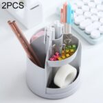 Caja de almacenamiento de oficina con soporte para bolígrafo de regalo de plástico giratorio multifunción de 2 piezas