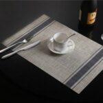 2 manteles individuales de PVC duraderos con almohadilla para taza de café, manteles individuales antideslizantes trenzados, tamaño: 30x45 cm