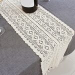 Borla de encaje Floral Romance Retro Crochet hueco mezcla de algodón cubiertas de camino de mesa, 24x140cm - Imagen 4