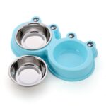 Suministros para mascotas con cuenco doble para perros y gatos de acero inoxidable, Frog Shape Blue, Frog Shape Pink, Frog Shape Green - Imagen 3