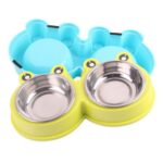 Suministros para mascotas con cuenco doble para perros y gatos de acero inoxidable, Frog Shape Blue, Frog Shape Pink, Frog Shape Green - Imagen 4
