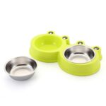 Suministros para mascotas con cuenco doble para perros y gatos de acero inoxidable, Frog Shape Blue, Frog Shape Pink, Frog Shape Green - Imagen 5