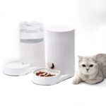 Dispensador automático de agua para gatos, cuenco de agua potable, comedero para perros, Drinking Fountain + Feeder