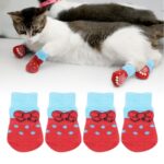 2 pares de zapatos para mascotas, perros, cachorros y gatos, zapatillas, calcetines antideslizantes, lindos para interiores, para perros pequeños, gatos, botas de nieve, calcetines, S