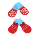 2 pares de zapatos para mascotas, perros, cachorros y gatos, zapatillas, calcetines antideslizantes, lindos para interiores, para perros pequeños, gatos, botas de nieve, calcetines, S - Imagen 2