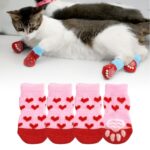 2 pares de zapatos para mascotas, perros, cachorros y gatos, zapatillas, calcetines antideslizantes, lindos para interiores, para perros pequeños, gatos, botas de nieve, calcetines, M