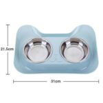 Cuenco doble de acero inoxidable para gatos y perros, cuenco para agua potable a prueba de fugas para mascotas, Dog Shape Pink - Imagen 5