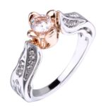 Anillo de bodas con flor de rosa y diamantes para mujer, 5 - Imagen 2