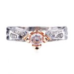 Anillo de bodas con flor de rosa y diamantes para mujer, 8 - Imagen 3