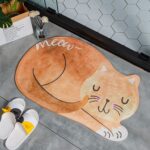 Alfombra de baño de gato durmiente de dibujos animados, alfombras de baño, alfombrilla antideslizante para inodoro, 60X90CM