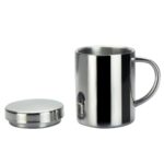 Tazas de agua de leche para bebidas de café con doble aislamiento de acero inoxidable 304, taza para beber duradera con tapa, 304 Stainless Steel 200ml
