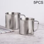 Taza de acero inoxidable 304 Extra gruesa para niños, vaso con tapa para la boca, taza de agua potable para adultos, 5 uds., 7cm without cover