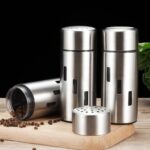 Frascos para salsa de acero inoxidable, tarros para chile, caja de condimentos para barbacoa, juego de tarros para condimentos, Large Hole - Imagen 4