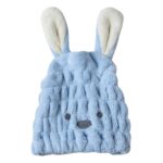 Gorro de pelo de secado rápido con dibujos animados de terciopelo coralino de microfibra de 2 piezas