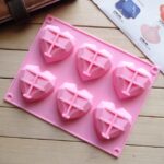 Molde de silicona en forma de corazón 6 en 1 para hornear pasteles de mousse moldes de silicona DIY
